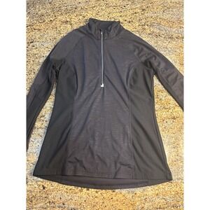 Athleta Black Mesh Panel Lightweight Quarter Zip Active Jacket Womens Medium